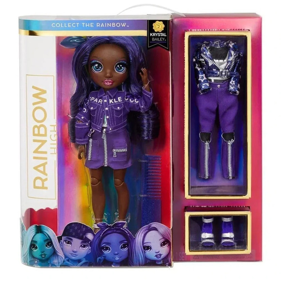 MGA Rainbow High Krystal Bailey Fashion  Doll Dark Purple Sparkle Series New - Picture 1 of 6